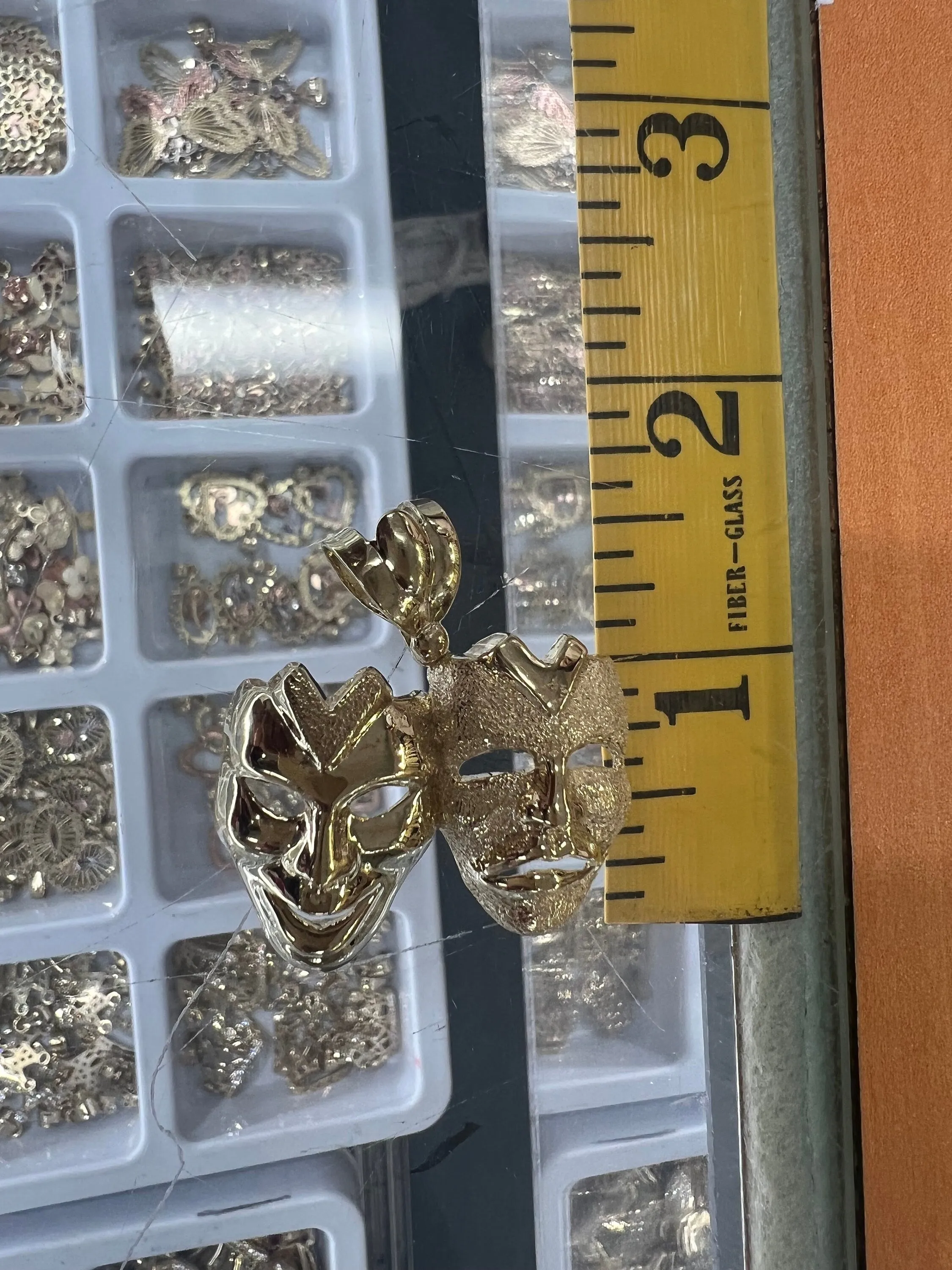 10K Solid yellow Gold Comedy Tragedy Mask Pendant Gold Unisex Pendant Theatre Pendant 3D Pendant, Drama Theater Actor Face Masks Pendant