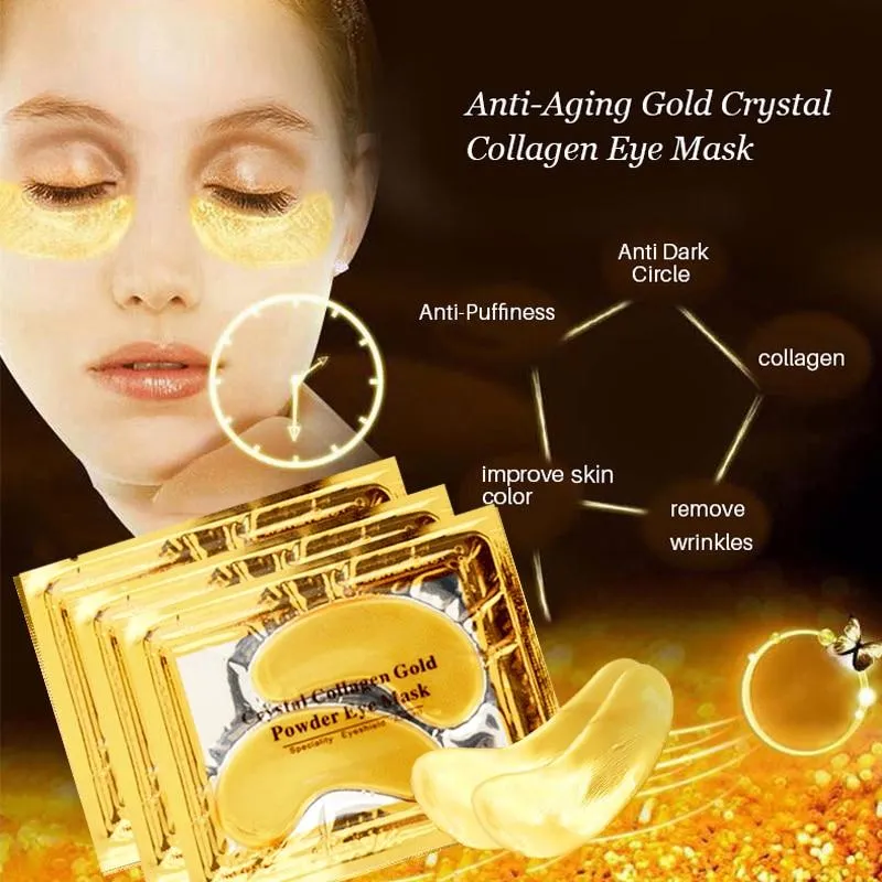 20Pcs Crystal Collagen Anti-Aging Dark Circles Acne Beauty Gold Eye Mask