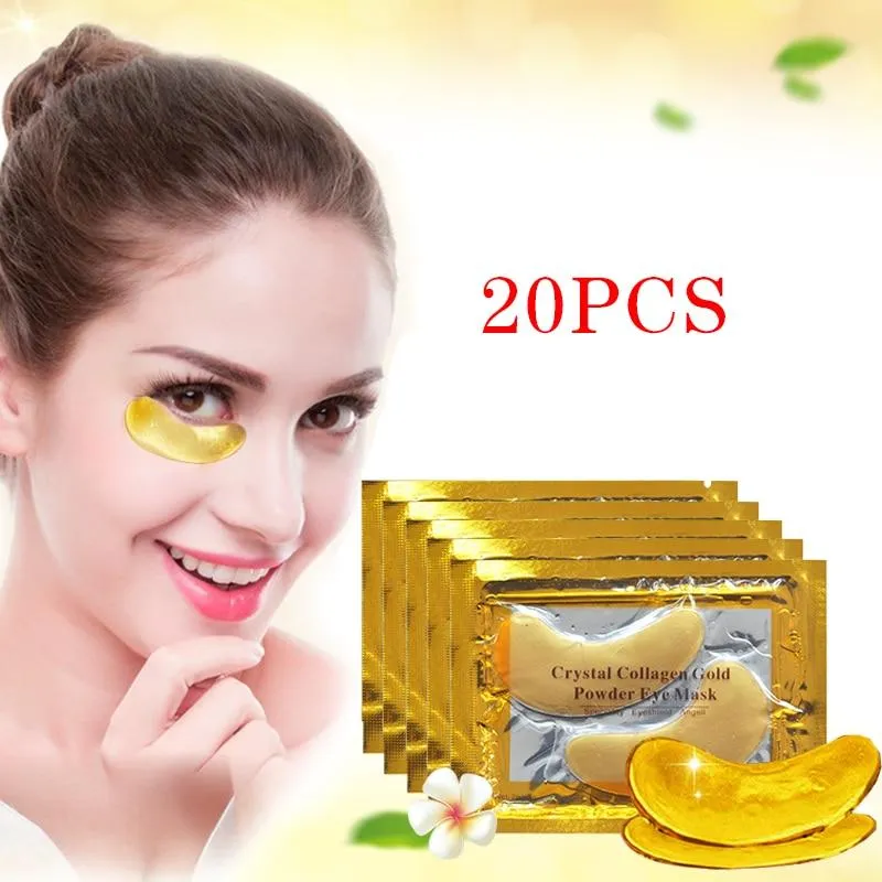 20Pcs Crystal Collagen Anti-Aging Dark Circles Acne Beauty Gold Eye Mask