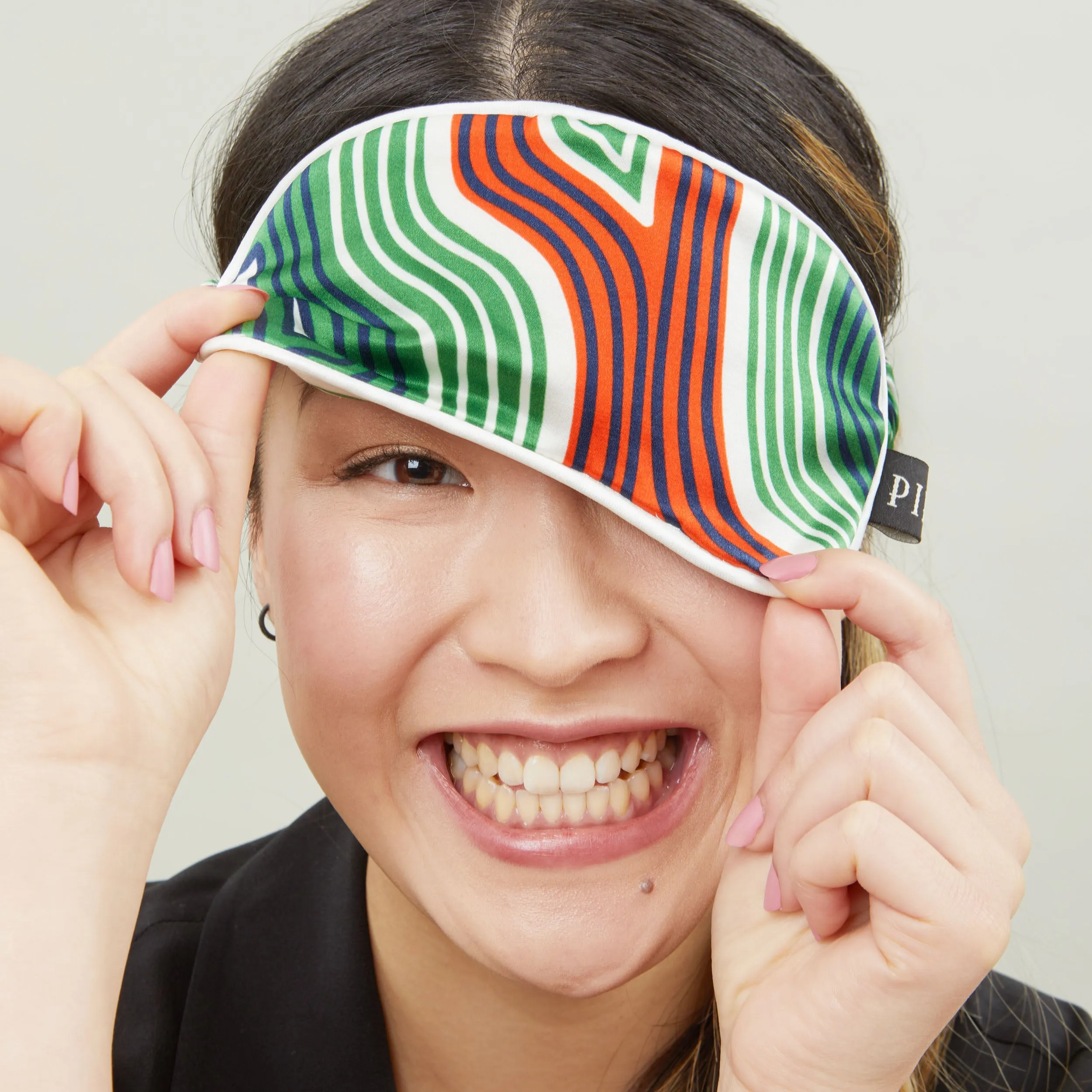 Barbecana Silk Cotton Sleep Mask - Orange/Magenta