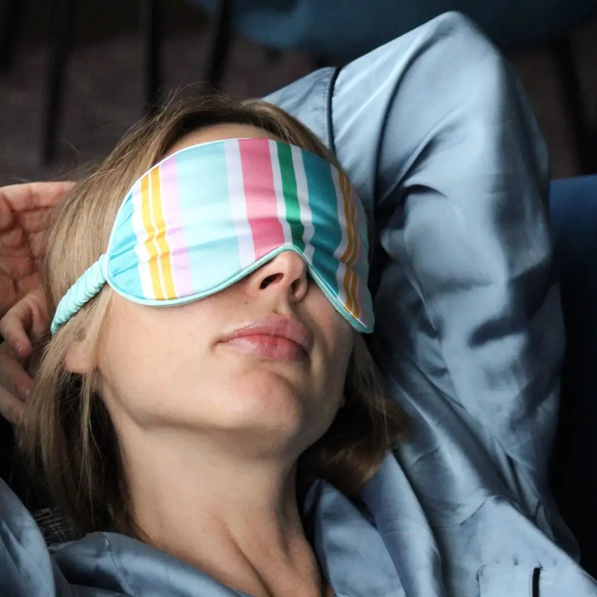 Bold Stripe Print Satin Sleep Mask