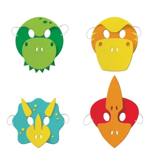 Boy Dino Party Decor Foam Masks Child Size 4pk