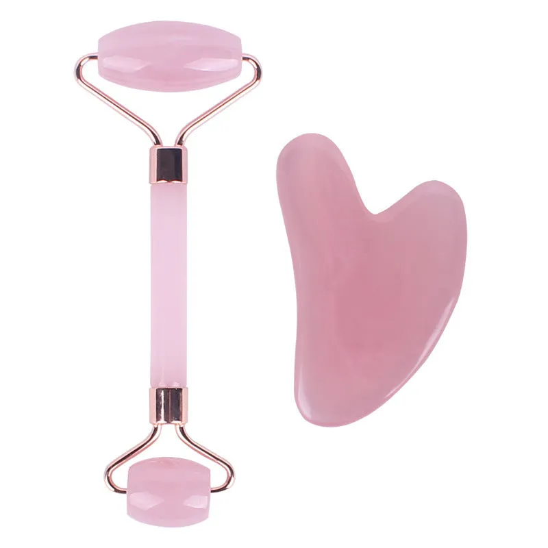 Crystal Roller Face Massage Stick Non-Jade Facial Beauty Flower Stem Double-Headed Ball Massage Board Device