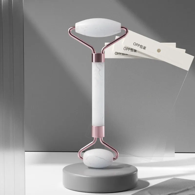 Crystal Roller Face Massage Stick Non-Jade Facial Beauty Flower Stem Double-Headed Ball Massage Board Device