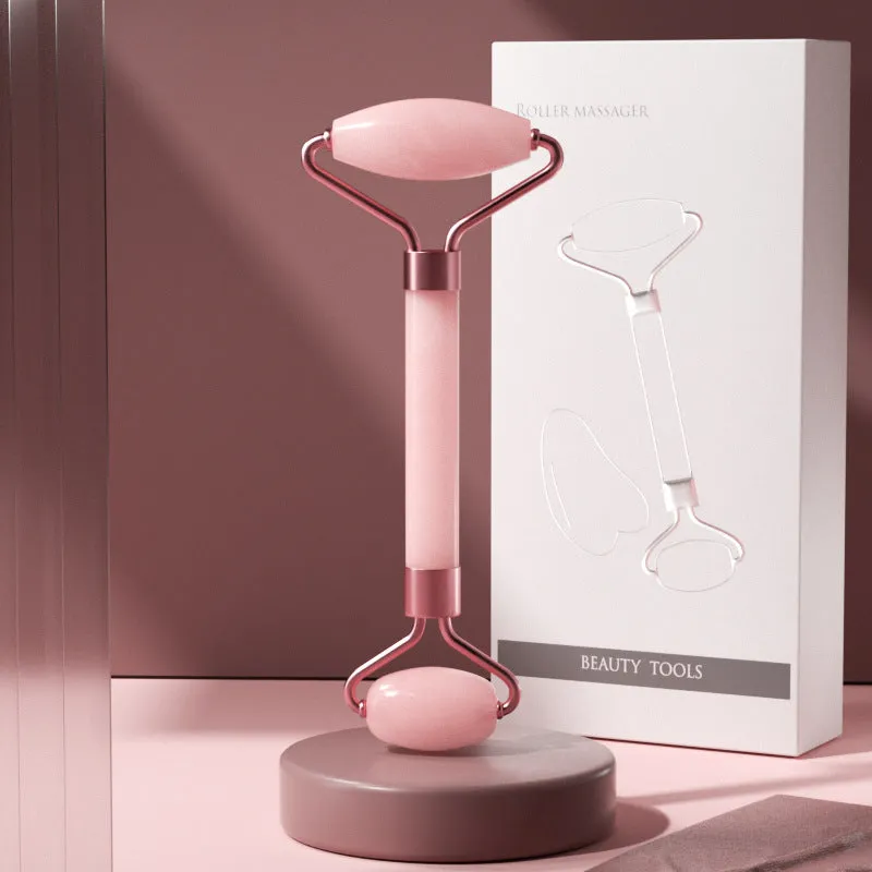 Crystal Roller Face Massage Stick Non-Jade Facial Beauty Flower Stem Double-Headed Ball Massage Board Device