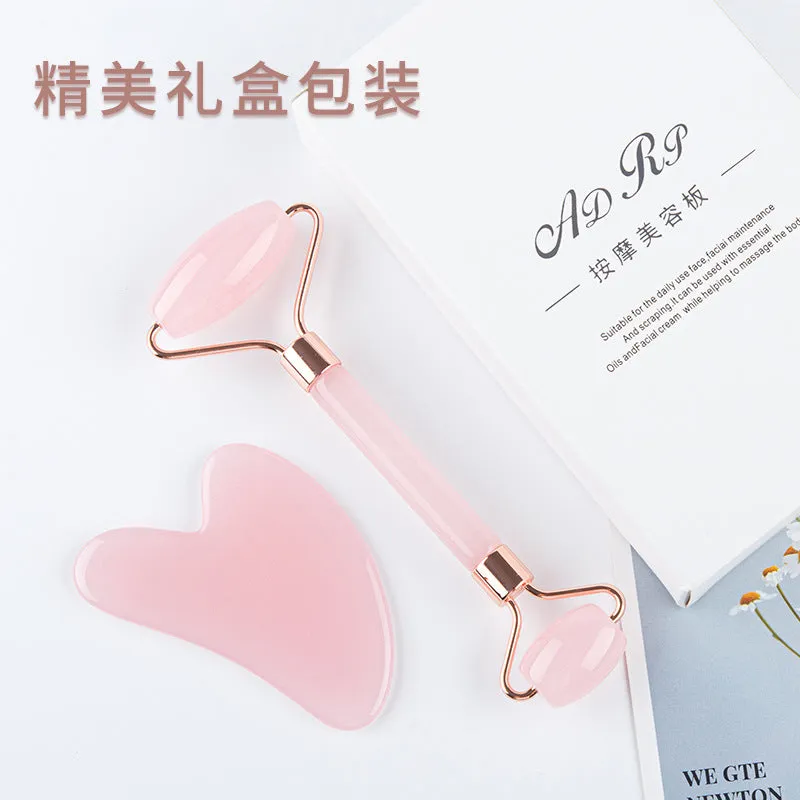 Crystal Roller Face Massage Stick Non-Jade Facial Beauty Flower Stem Double-Headed Ball Massage Board Device