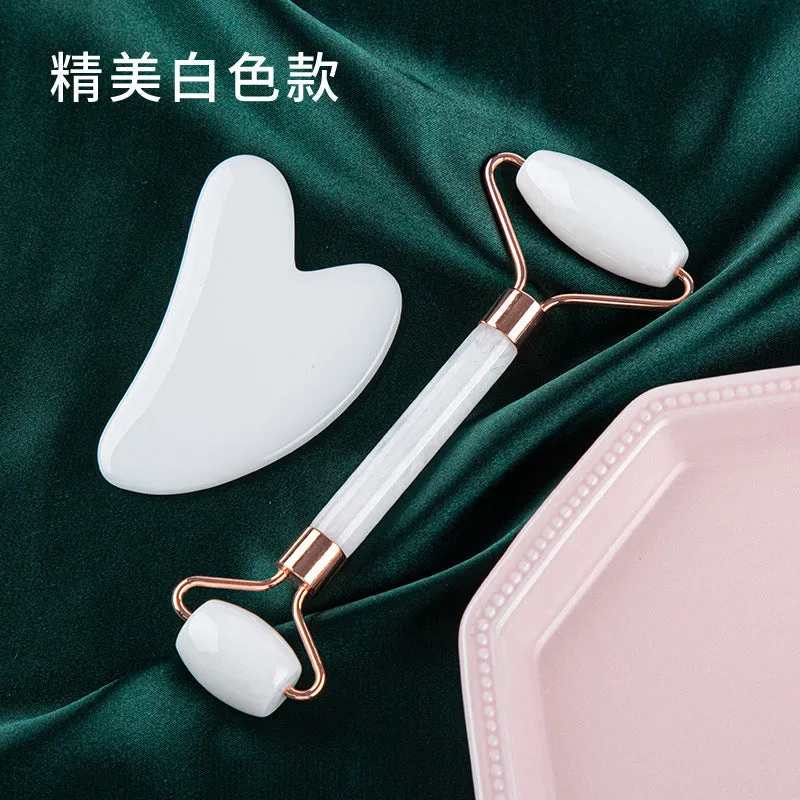 Crystal Roller Face Massage Stick Non-Jade Facial Beauty Flower Stem Double-Headed Ball Massage Board Device