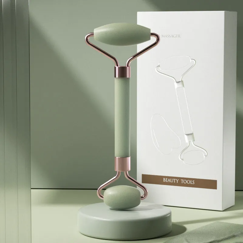 Crystal Roller Face Massage Stick Non-Jade Facial Beauty Flower Stem Double-Headed Ball Massage Board Device