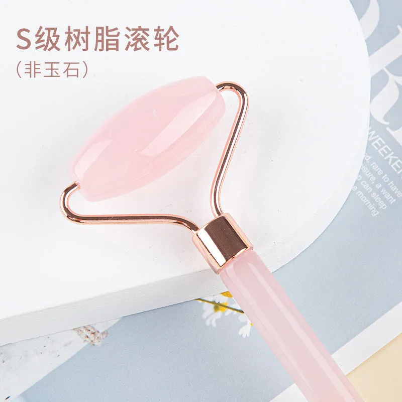 Crystal Roller Face Massage Stick Non-Jade Facial Beauty Flower Stem Double-Headed Ball Massage Board Device
