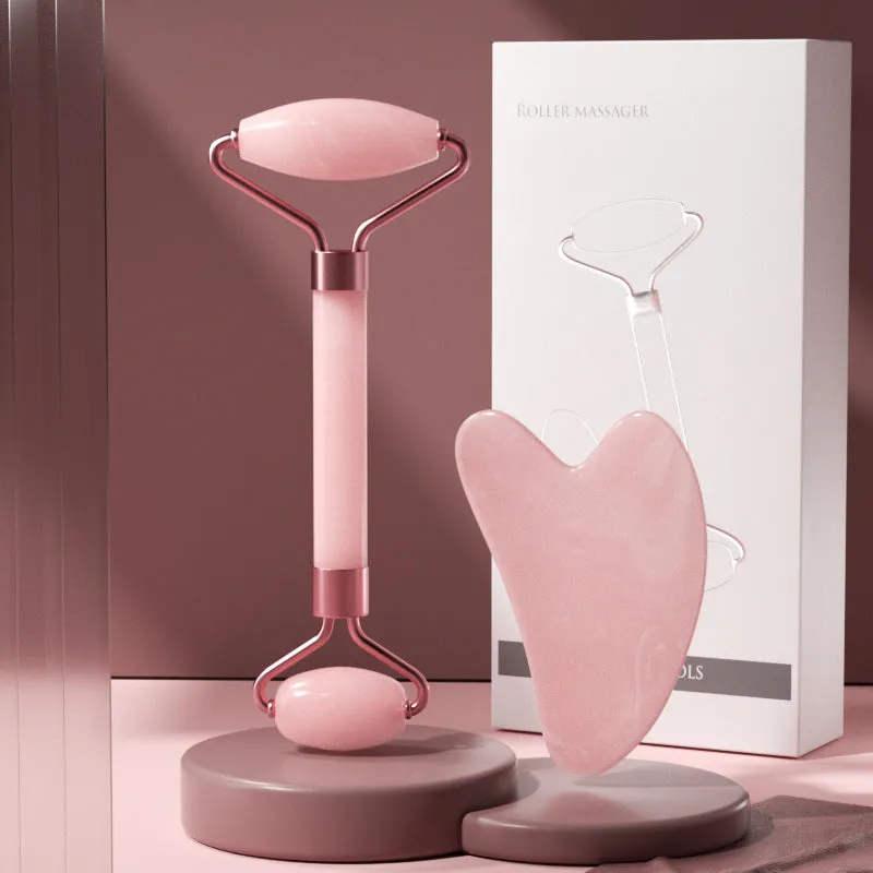 Crystal Roller Face Massage Stick Non-Jade Facial Beauty Flower Stem Double-Headed Ball Massage Board Device