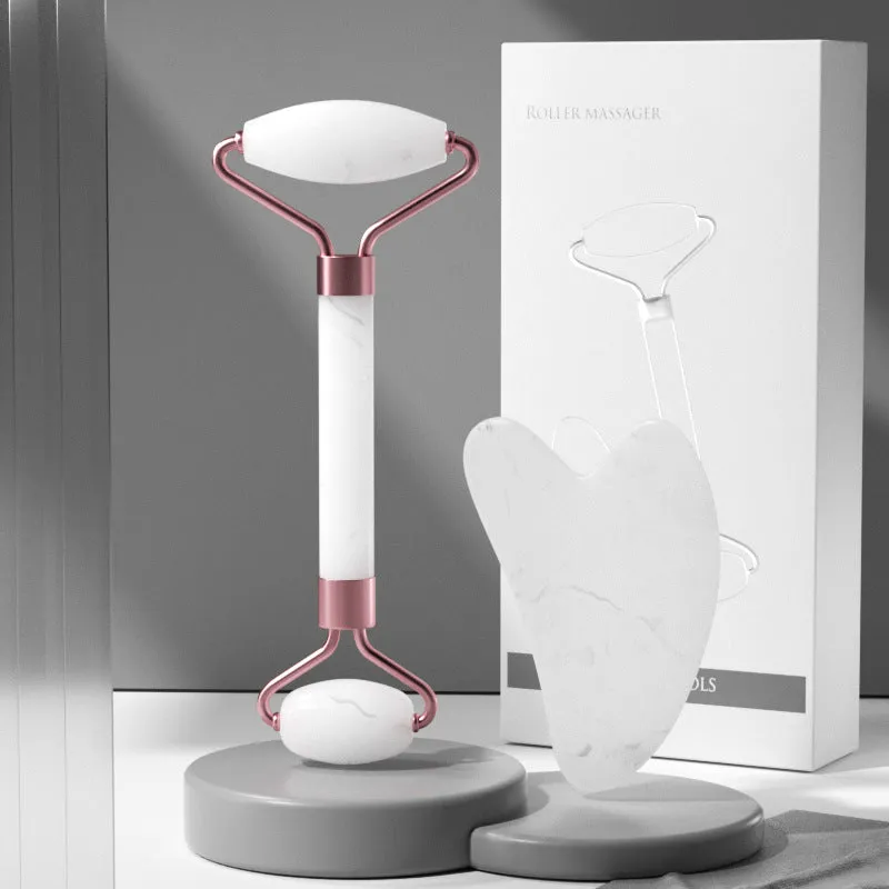Crystal Roller Face Massage Stick Non-Jade Facial Beauty Flower Stem Double-Headed Ball Massage Board Device