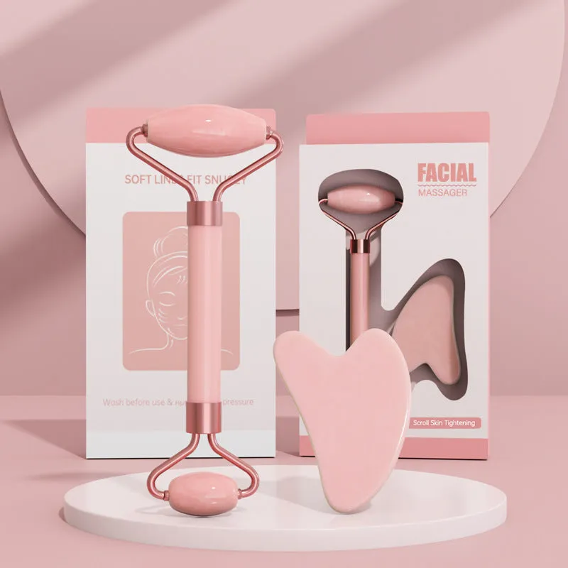 Crystal Roller Face Massage Stick Non-Jade Facial Beauty Flower Stem Double-Headed Ball Massage Board Device