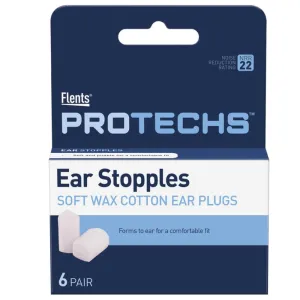 Flents Ear Stopples Soft Wax-Cotton Ear Plugs