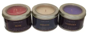 Floryn Decor� Tin Scented Candles | Soy Candles Scented | Scented Candles for Home Decoration | Scented Candles Set (Rose | Lavender | Jasmine, Combo of 3)