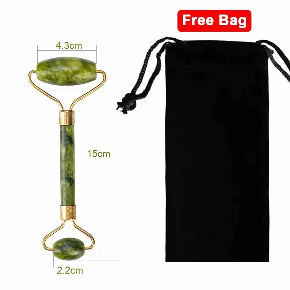 Jade Facial Skin Massagers Roller Set and Storage Bag