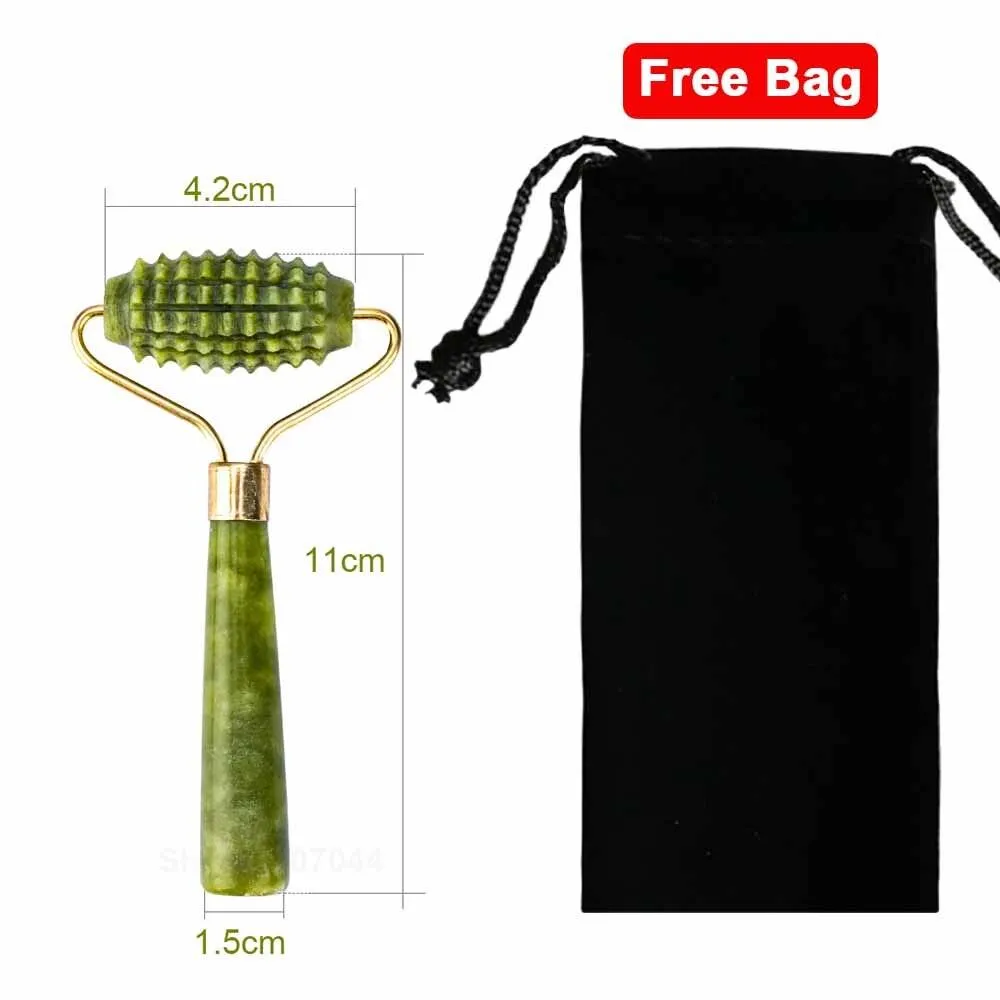 Jade Facial Skin Massagers Roller Set and Storage Bag