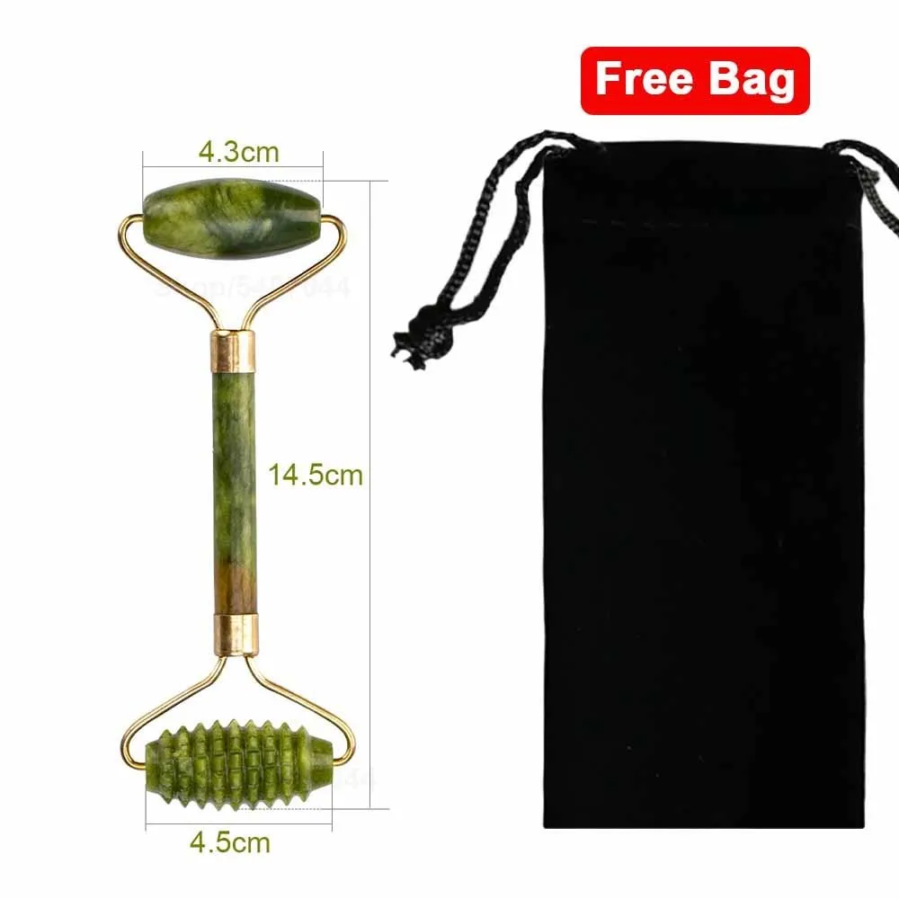 Jade Facial Skin Massagers Roller Set and Storage Bag