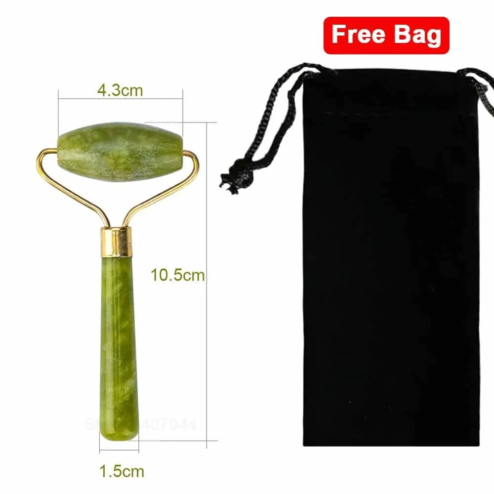 Jade Facial Skin Massagers Roller Set and Storage Bag