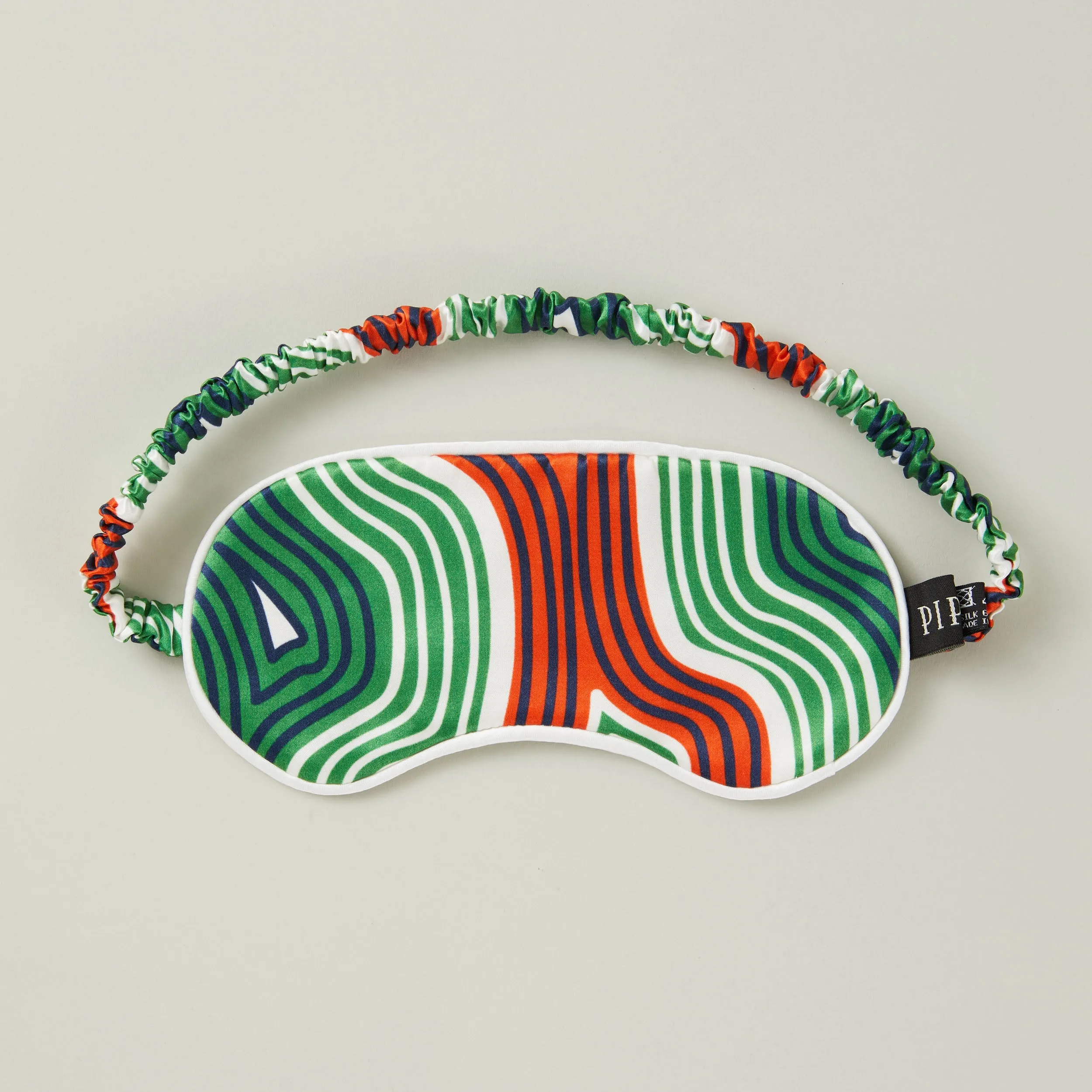 Lasdun Silk Cotton Sleep Mask - Green/Orange