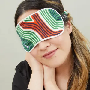 Lasdun Silk Cotton Sleep Mask - Green/Orange
