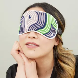 Lasdun Silk Cotton Sleep Mask - Navy/Lime