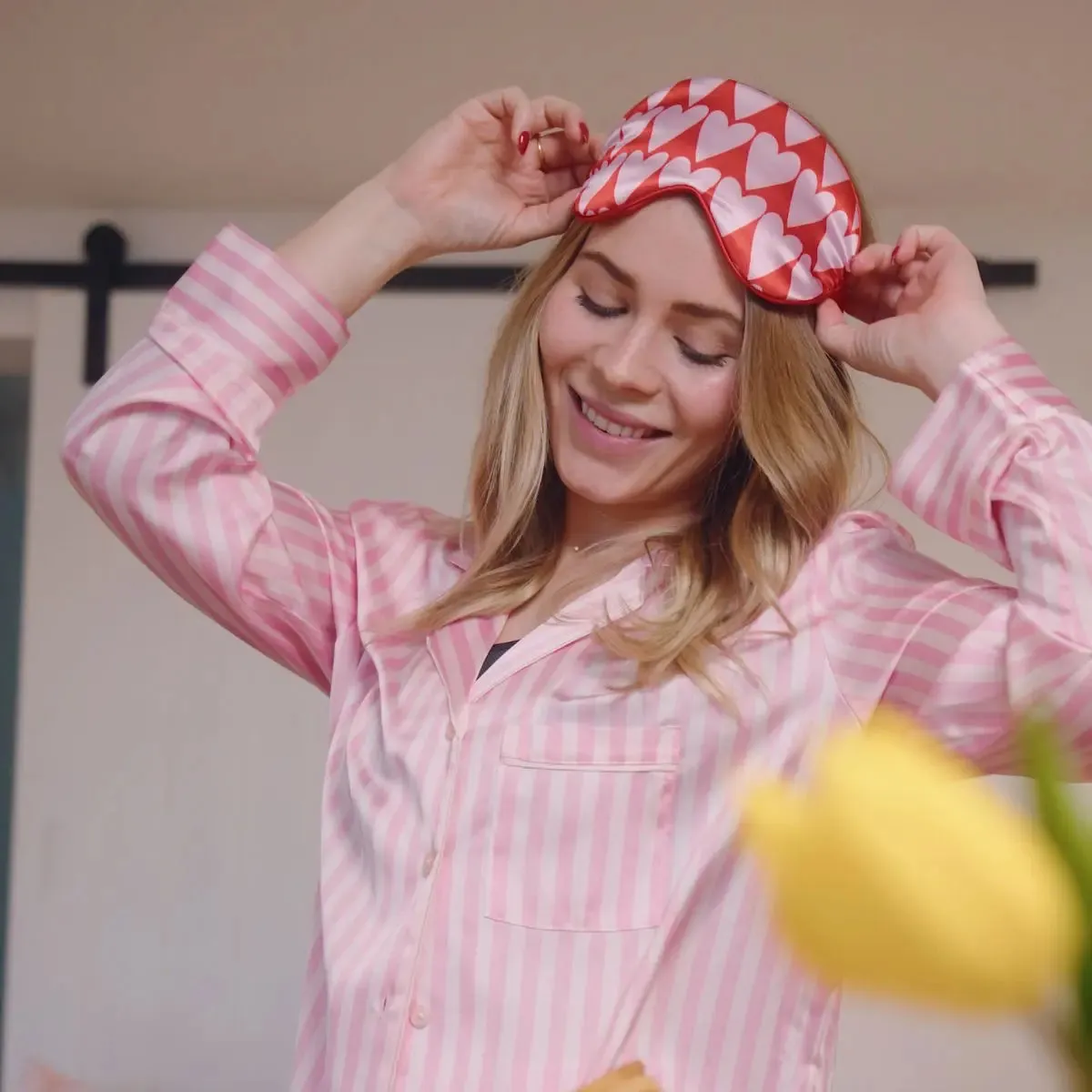 Longheart Print Satin Sleep Mask
