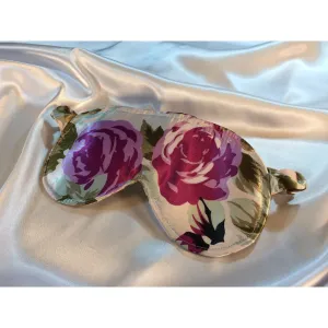 Luxury Sleep Masks. Plum Roses Satin Cover. Self-Care Gift for Women.