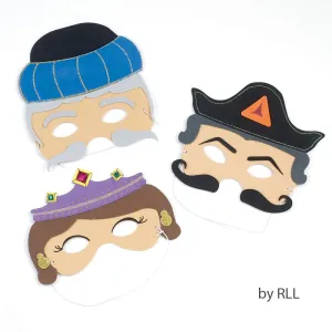 Purim Masks, Eva, 3 Pieces, 8" Polybag