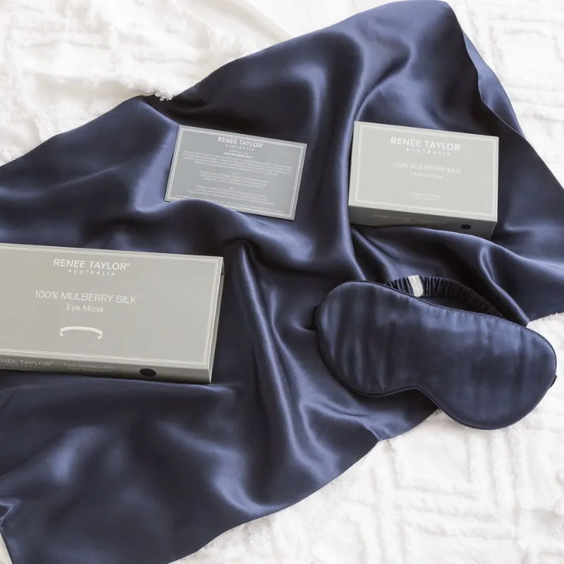 Renee Taylor 100% Mulberry Silk Navy Eye Mask