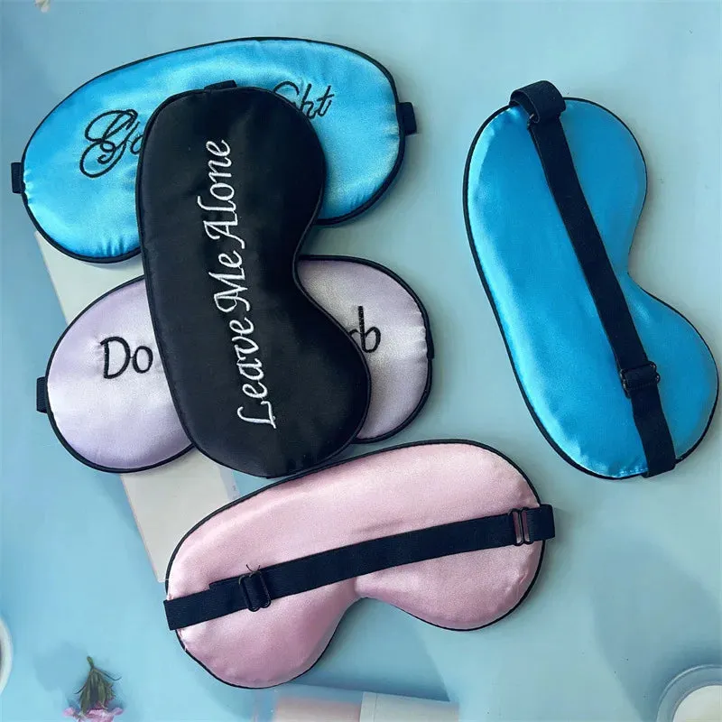 Sleep in Style with our Embroidered Silk Sleep Mask, Offering Chic Slumber and Luxurious Comfort Soft Blackout Blindfold With Adjustable Strap