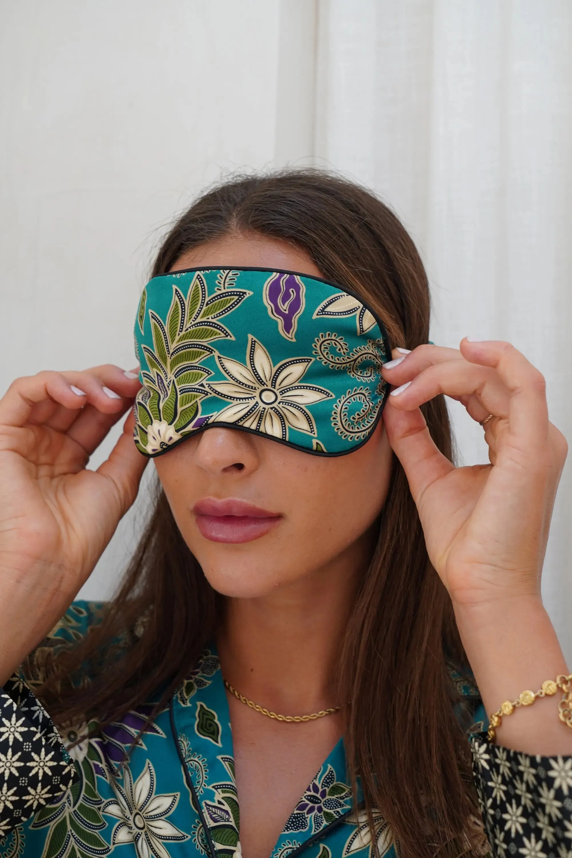 Turquoise Satin Eye Mask