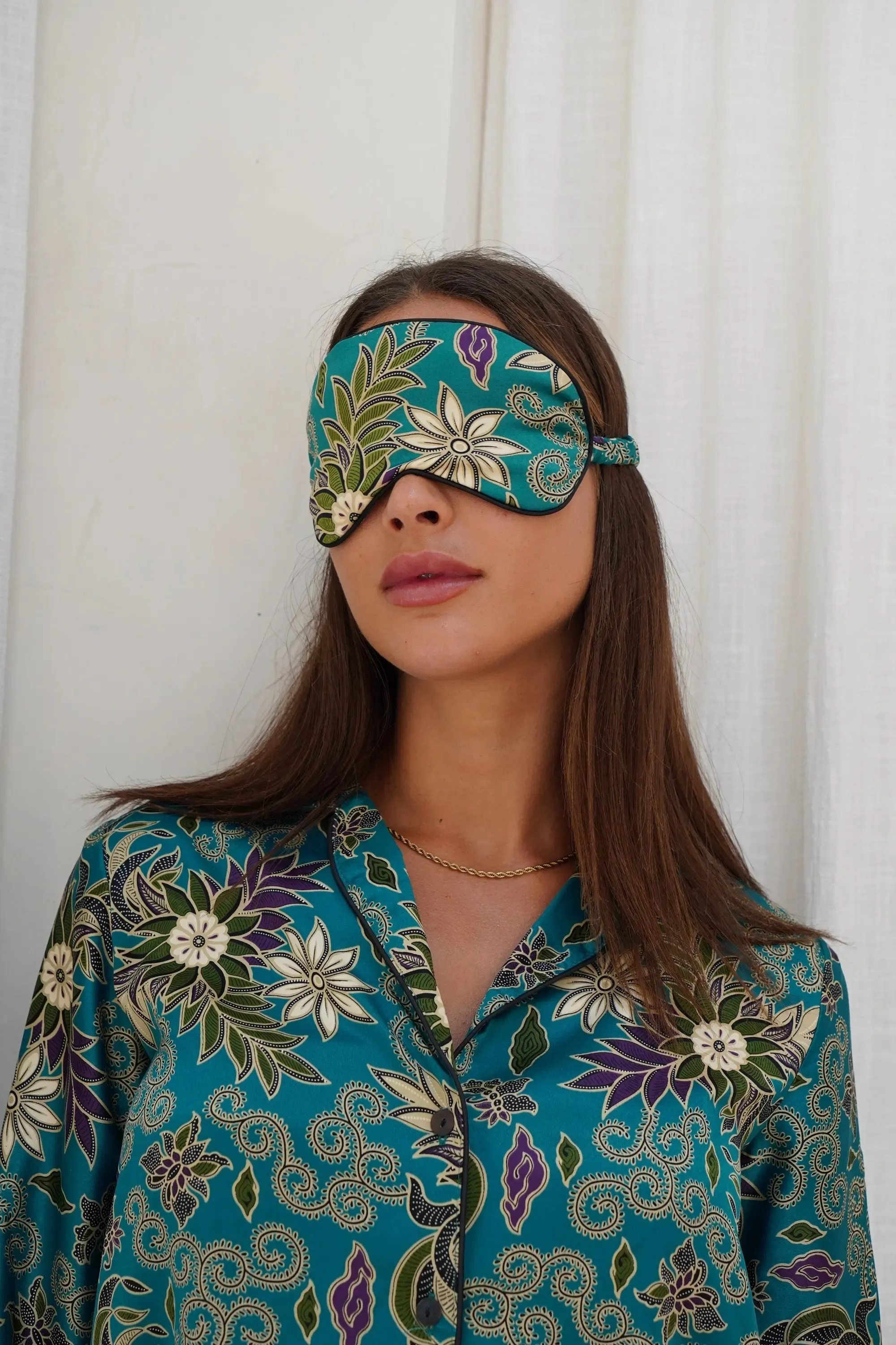 Turquoise Satin Eye Mask