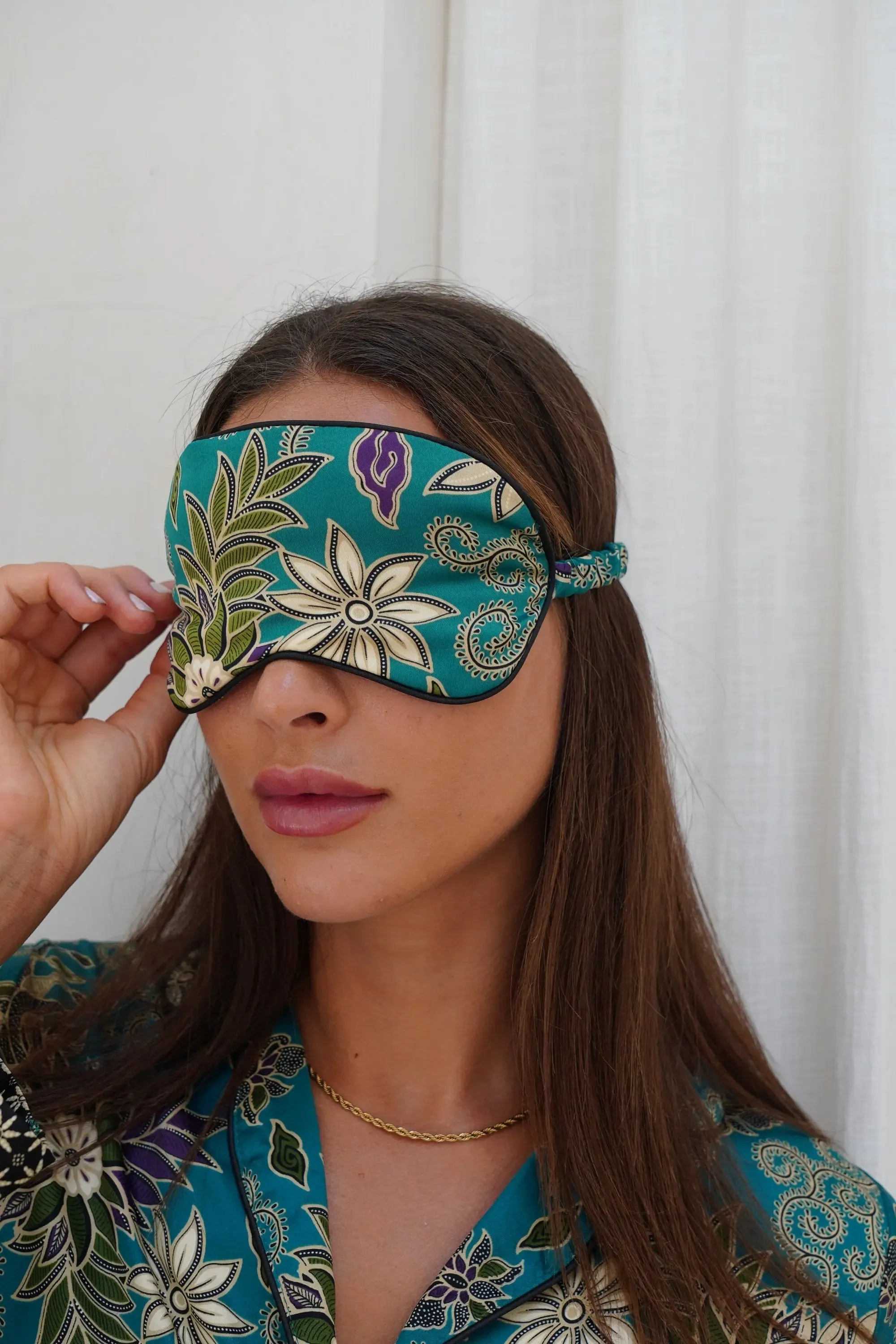 Turquoise Satin Eye Mask