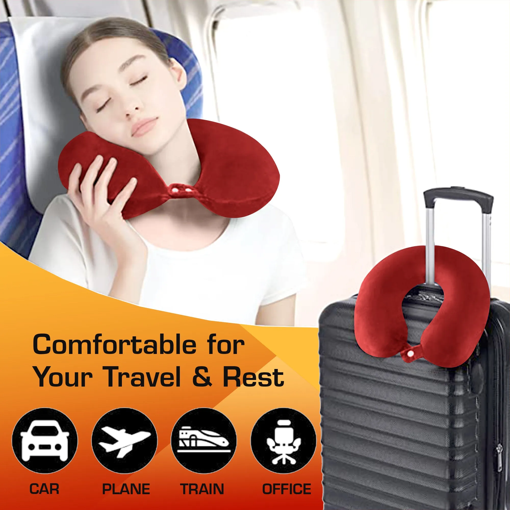 U-Shape Memory Foam Neck Pillow With Eye mask