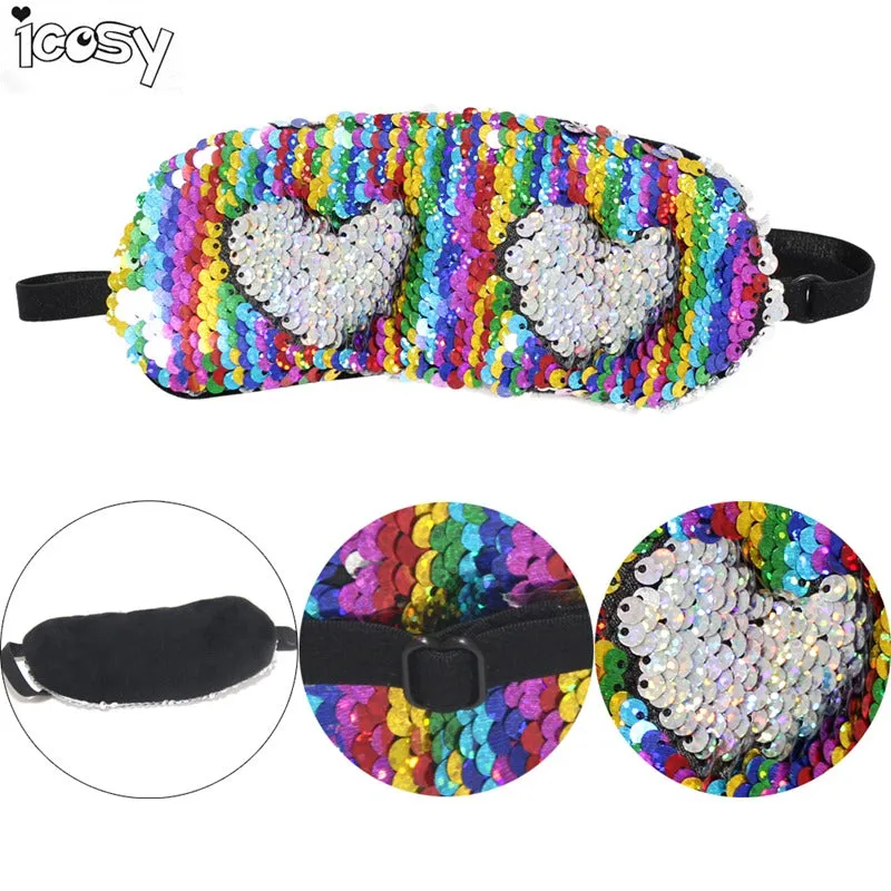Women Girls Funny Reversible Sequins Mermaid Sleeping Eye Masks DIY Color Changing Party Mask Drop Shipping