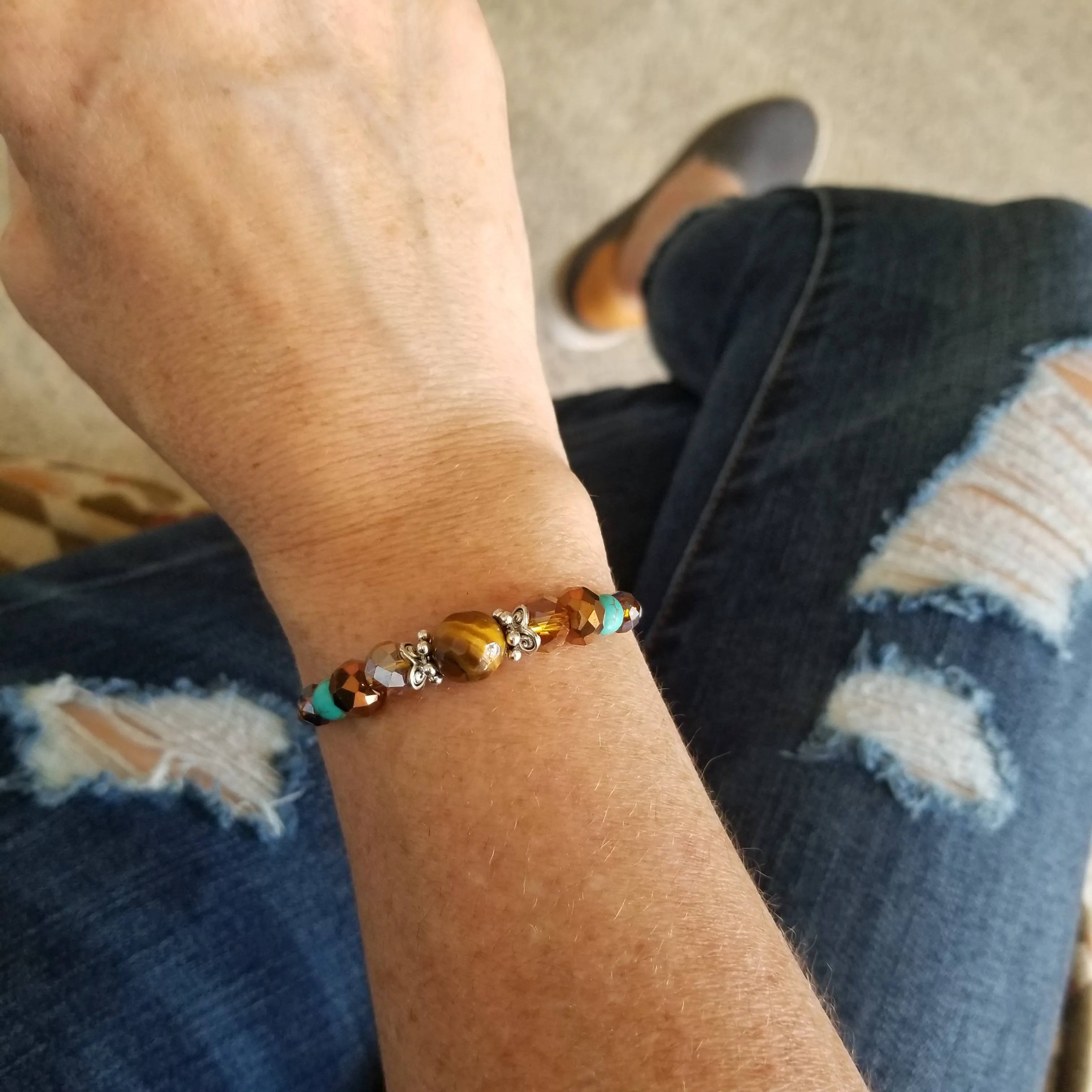 Wrap Bracelet - Tiger Eye and Turquoise