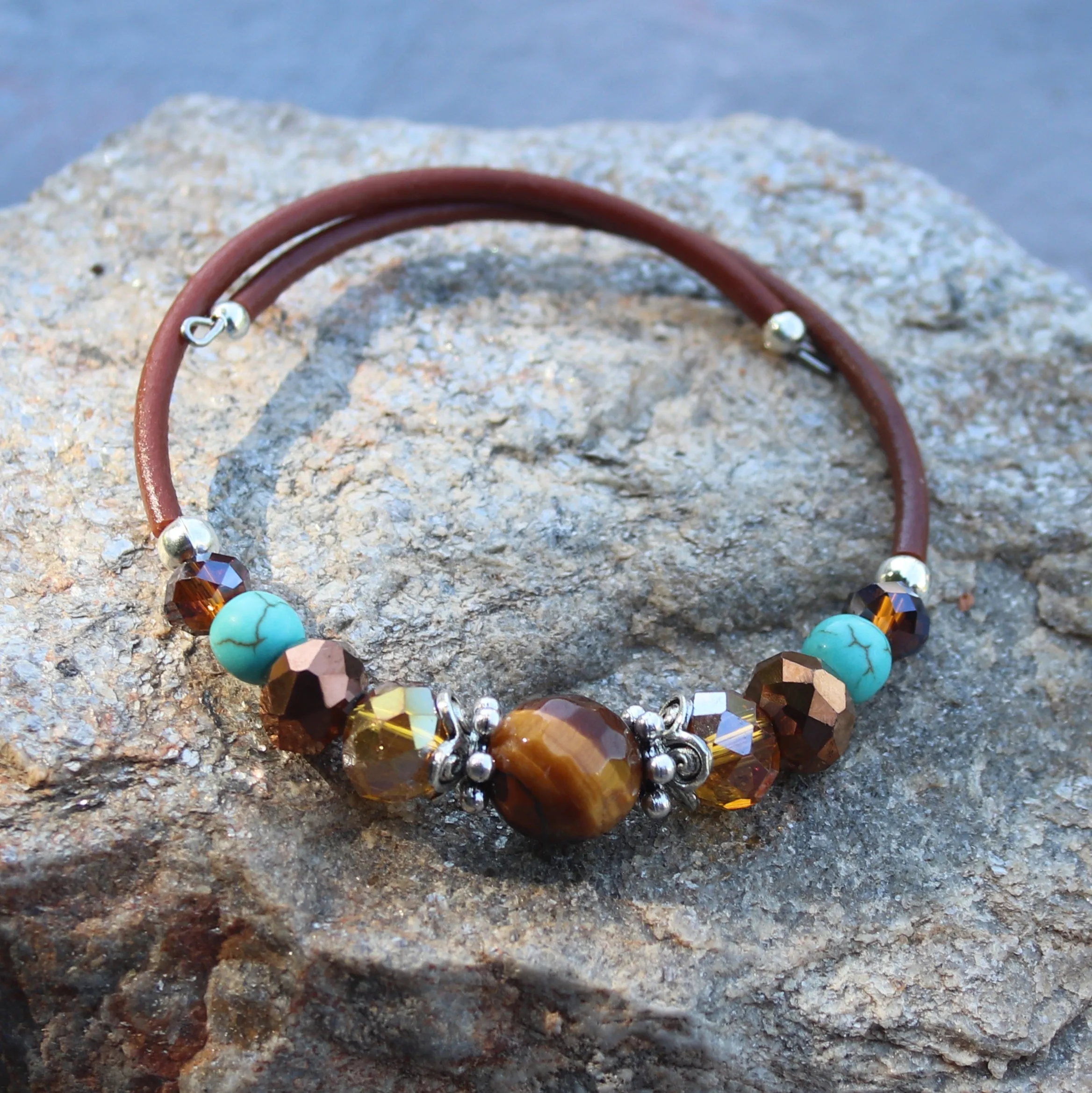 Wrap Bracelet - Tiger Eye and Turquoise